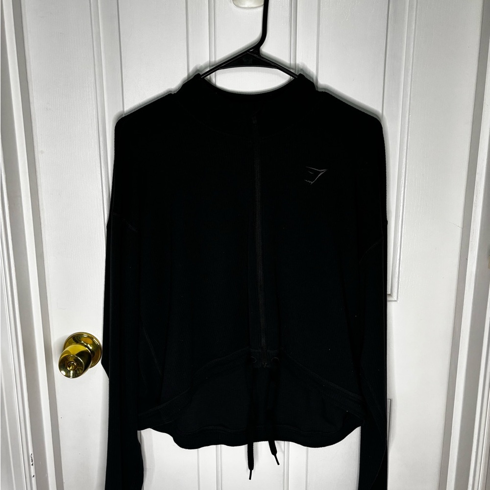 Gymshark Black Ribbed Zip-Up Jacket
